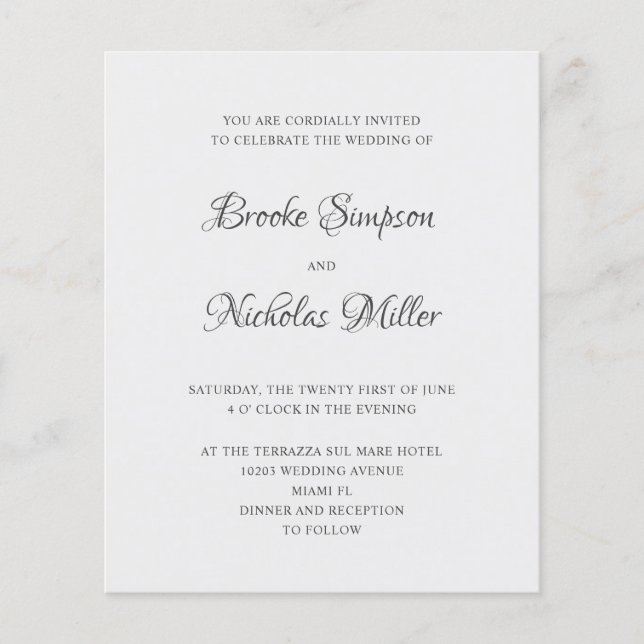 SILVER | LOW COST Simple Elegant Minimal Wedding (Front)