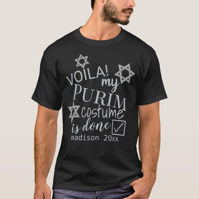 Silver Magen David Name Funny Purim Costume T-Shirt (Front)