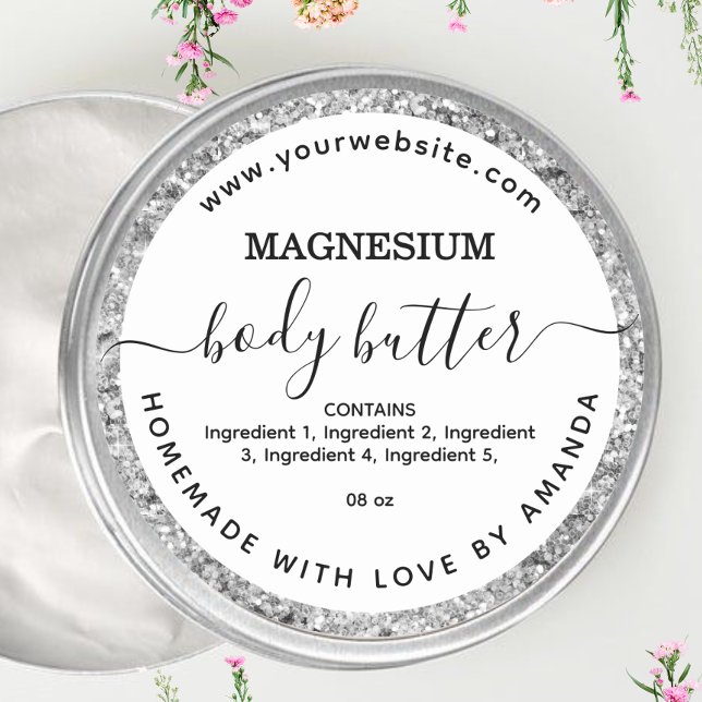 Silver  magnesium body butter label (Creator Uploaded)