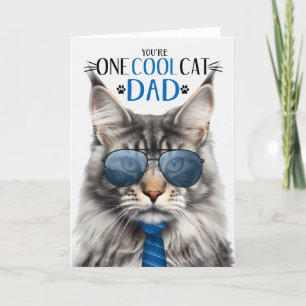 Silver Maine Coon Cat Father's Day One Cool Cat Holiday Card