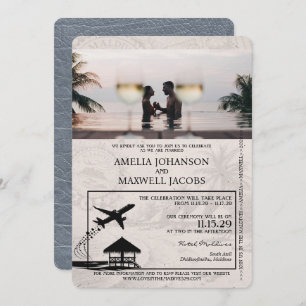 Silver Maldives Passport Wedding Invitation