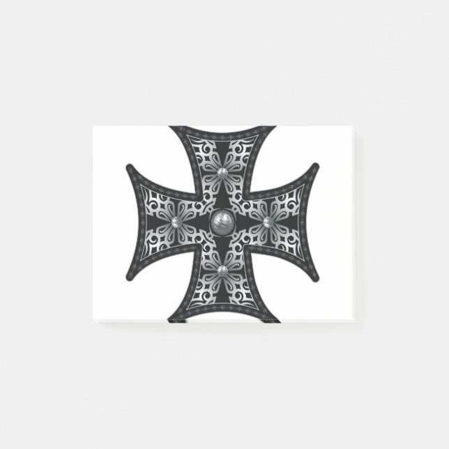 Silver Maltese Cross Post-it Notes (Front)