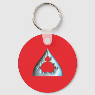 Silver Mandelbrot On Red Background Key Ring