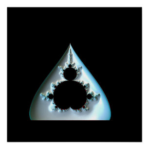 Silver Mandelbrot On Red Background Poster
