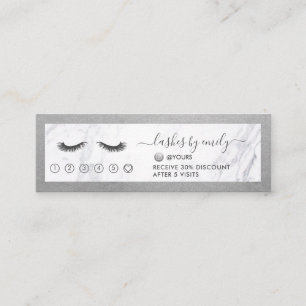 Silver & Marble Eyelash Beauty Specialist Loyalty Mini Business Card