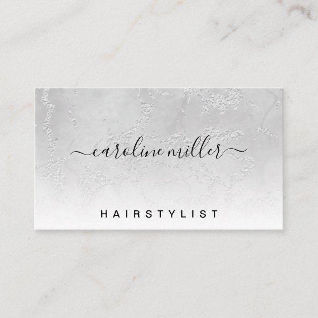 Silver Marble Foil Elegant Makeup Beauty Salon Business Card (Front)
