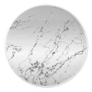 Silver Marble Glam Glitter  Ceramic Knob