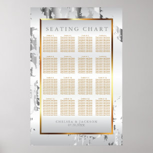 Silver Marble, Gold and White Satin -Seating Chart