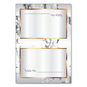 Silver Marble, Gold & White Satin -Table Cards