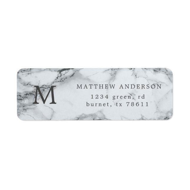 silver marble masculine return address label (Front)