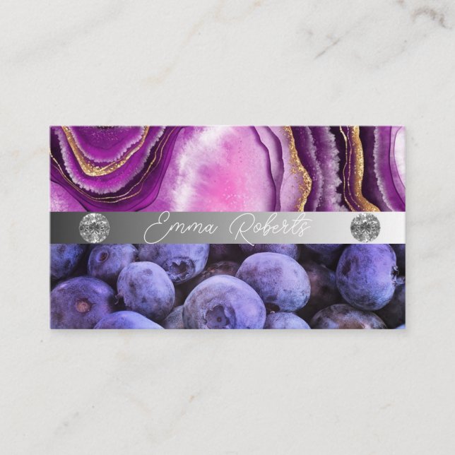 Silver Marble Pink Diamond Coach Business Card (Front)