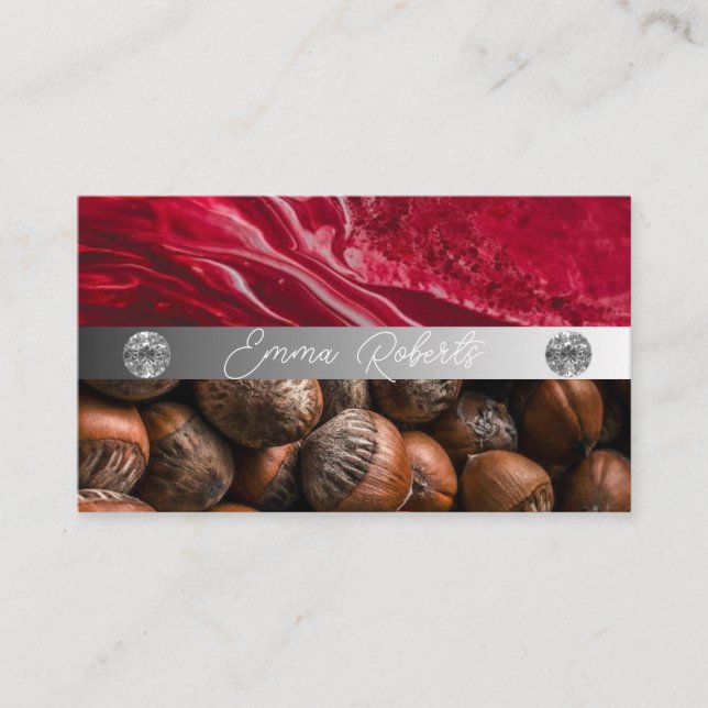 Silver Marble Pink Diamond Coach Business Card (Front)