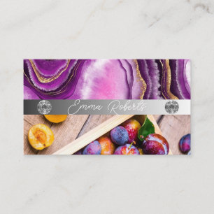 Silver Marble Pink Diamond Coach Business Card