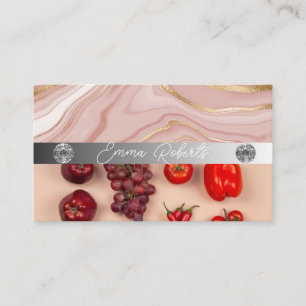 Silver Marble Pink Diamond Coach Business Card