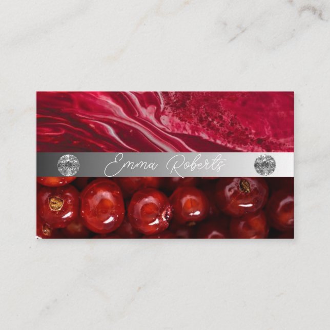 Silver Marble Pink Diamond Coach Business Card (Front)