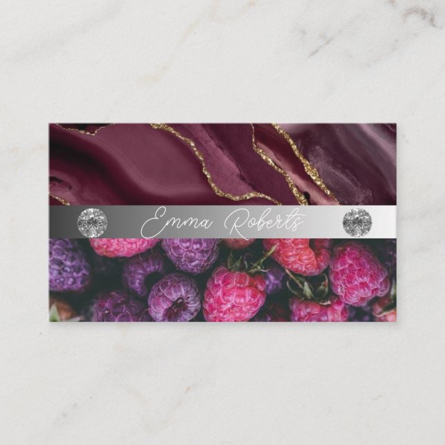 Silver Marble Pink Diamond Coach Business Card (Front)