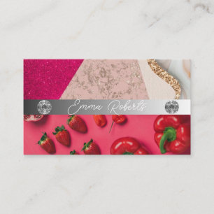 Silver Marble Pink Diamond Coach Business Card
