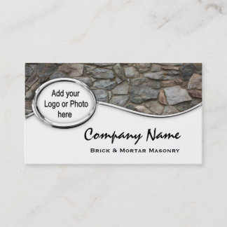 Silver Masonry Rock Logo Photo Business Cards