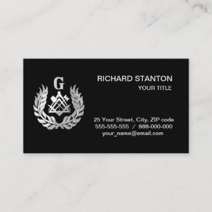 Silver masonry symbol business card
