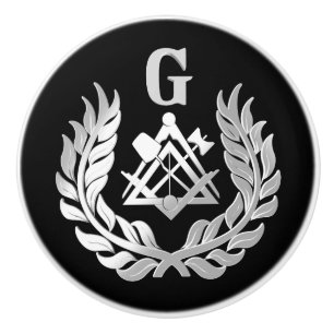 Silver masonry symbol ceramic knob