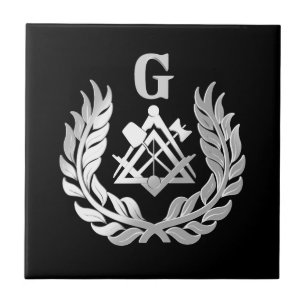 Silver masonry symbol ceramic tile