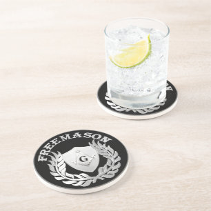 Silver masonry symbol coaster