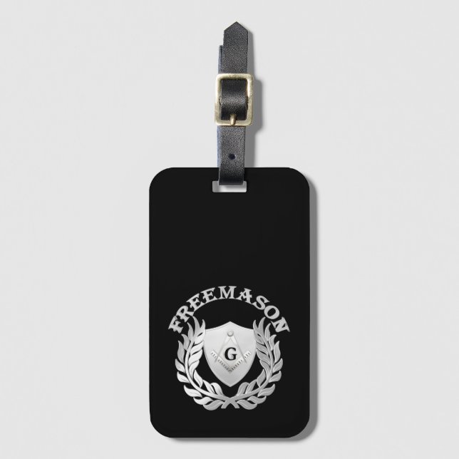 Silver masonry symbol luggage tag (Front Vertical)