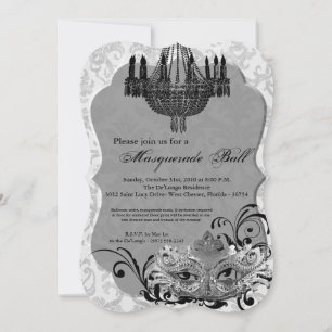 Silver Masquerade Ball Mask Costume Halloween Part Invitation