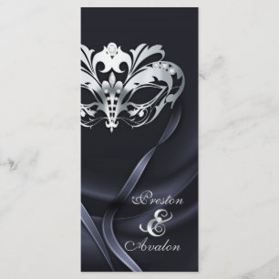 Silver Masquerade Black Jewelled Wedding Program