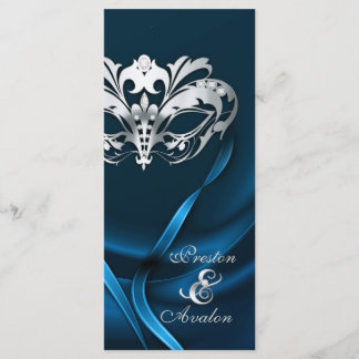 Silver Masquerade Blue Jewelled Wedding Program