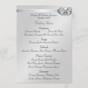 Silver Masquerade Pink Jewel Wedding Menu