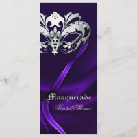 Silver Masquerade Purple Bridal Shower Invitation