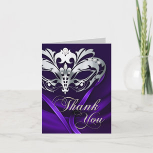 Silver Masquerade Purple  Thank You Card