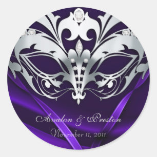 Silver Masquerade Purple Wedding Sticker