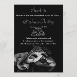 Silver Masquerade Sweet 16 Birthday Invitation