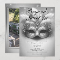 Silver Masquerade Sweet 16 Photo Birthday