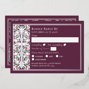 Silver Mauve Mediaeval Floral Sword Wedding RSVP