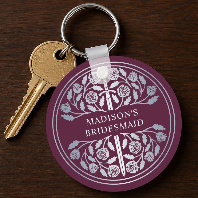 Silver Mauve Sword Bridesmaid Royal Wedding Gift Key Ring (Creator Uploaded)
