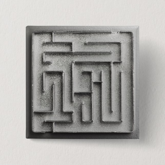Silver maze 15 cm square badge (Front)