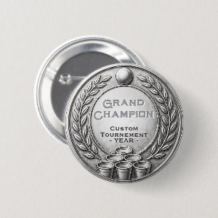 Silver Medal Beer Pong Tournament Championship 6 Cm Round Badge