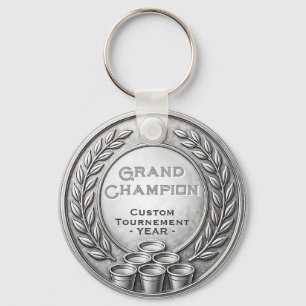 Silver Medal Beer Pong Tournament Championship Key Ring