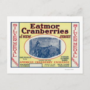 Silver Medal Eatmor Cranberries Brand Label Postcard