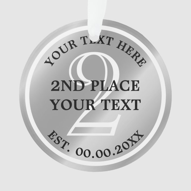 Silver Medal Ornament for second place runner up (Front)