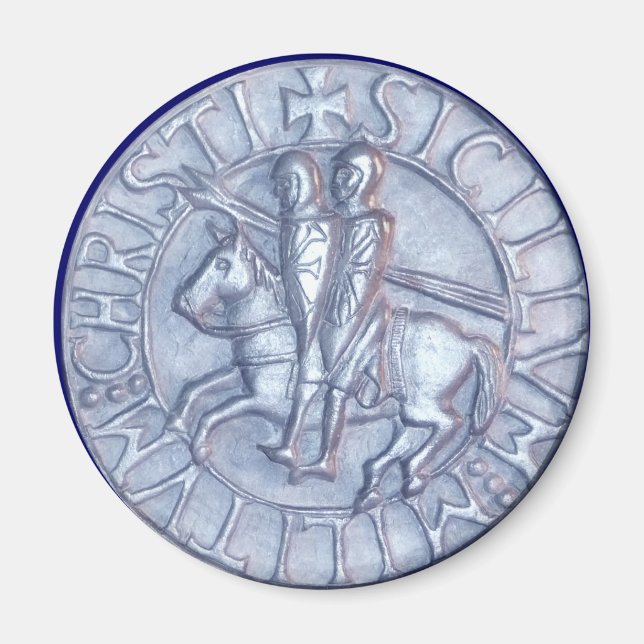 Silver Mediaeval Seal of the Knights Templar Magnet (Front)