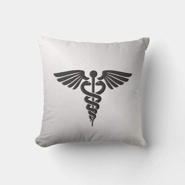 Silver  Medical Caduceus Cushion (Front)