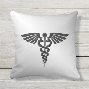 Silver  Medical Caduceus Cushion