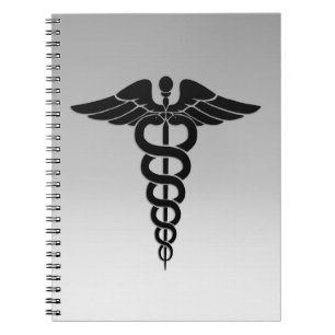 Silver Medical Caduceus Notebook