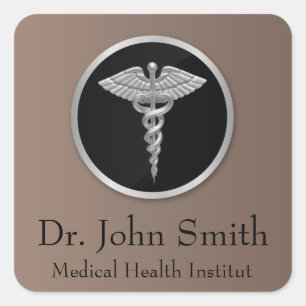 Silver Medical Caduceus - Sticker