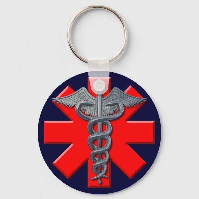 Silver Medical Profession Symbol Key Ring (Front)