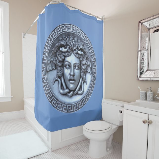 Silver Medusa Shower Curtain (In Situ)